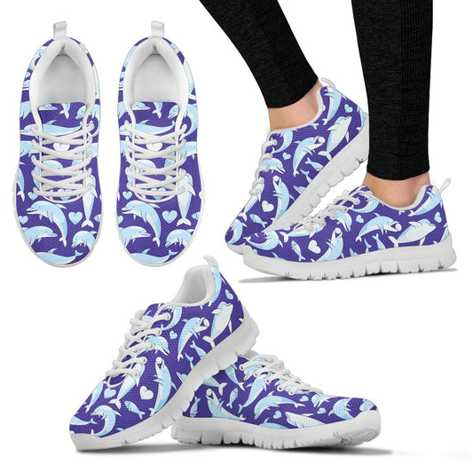 Dolphin Smile Print Pattern Women Sneakers Shoes