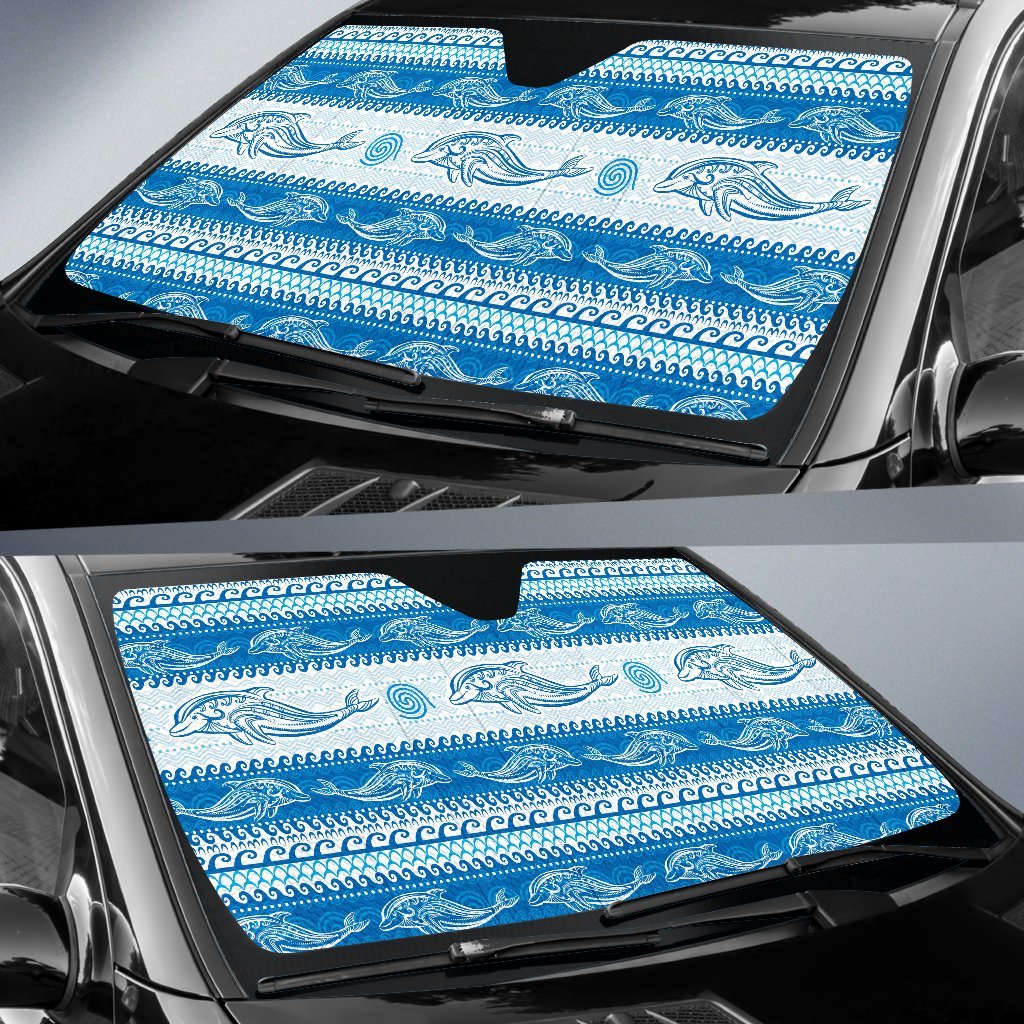 Dolphin Tribal Print Pattern Car Sun Shade For Windshield