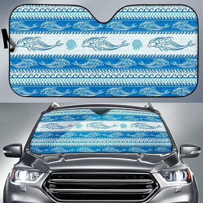 Dolphin Tribal Print Pattern Car Sun Shade For Windshield