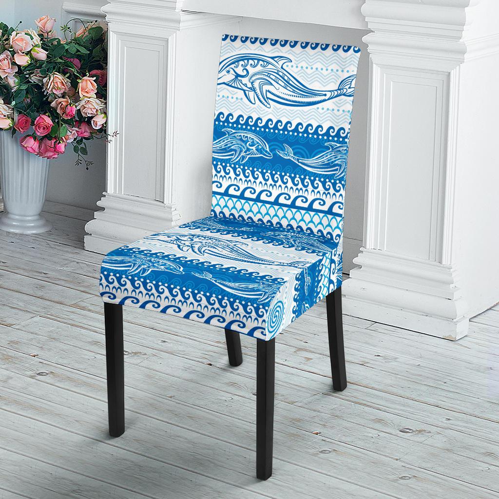 Dolphin Tribal Print Pattern Dinning Chair Slipper-JTAMIGO.COM