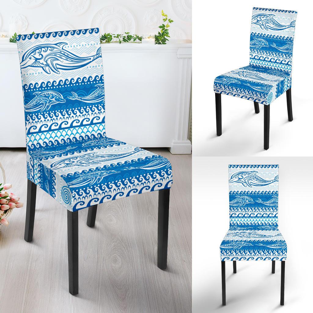 Dolphin Tribal Print Pattern Dinning Chair Slipper-JTAMIGO.COM