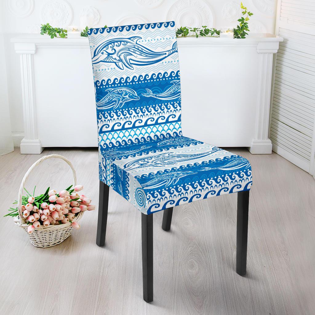 Dolphin Tribal Print Pattern Dinning Chair Slipper-JTAMIGO.COM