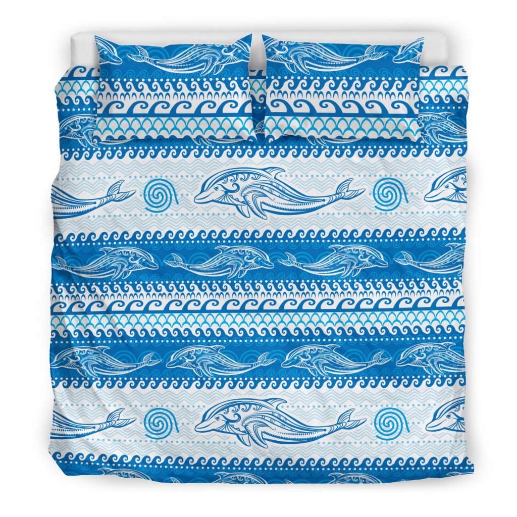 Dolphin Tribal Print Pattern Duvet Cover Bedding Set