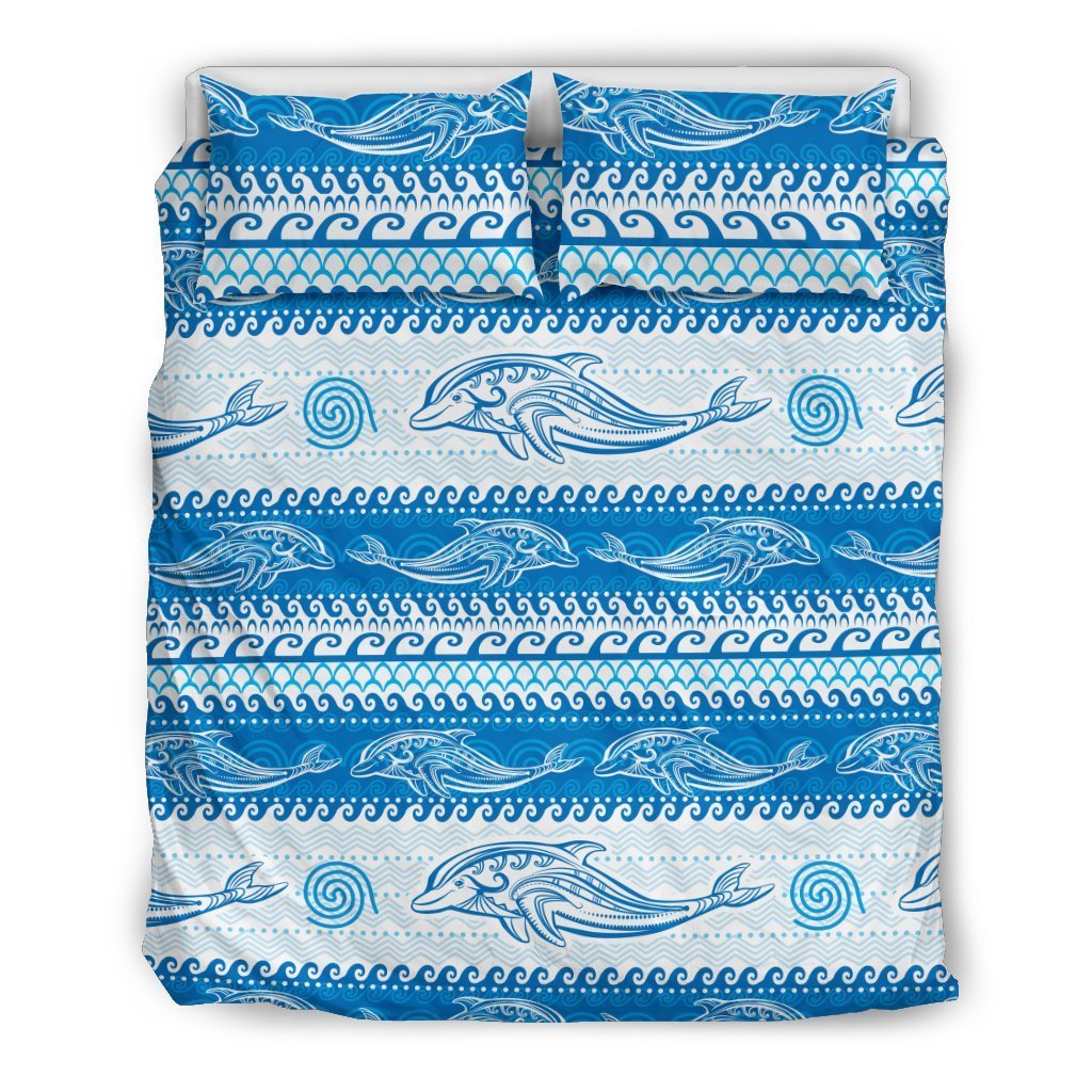 Dolphin Tribal Print Pattern Duvet Cover Bedding Set