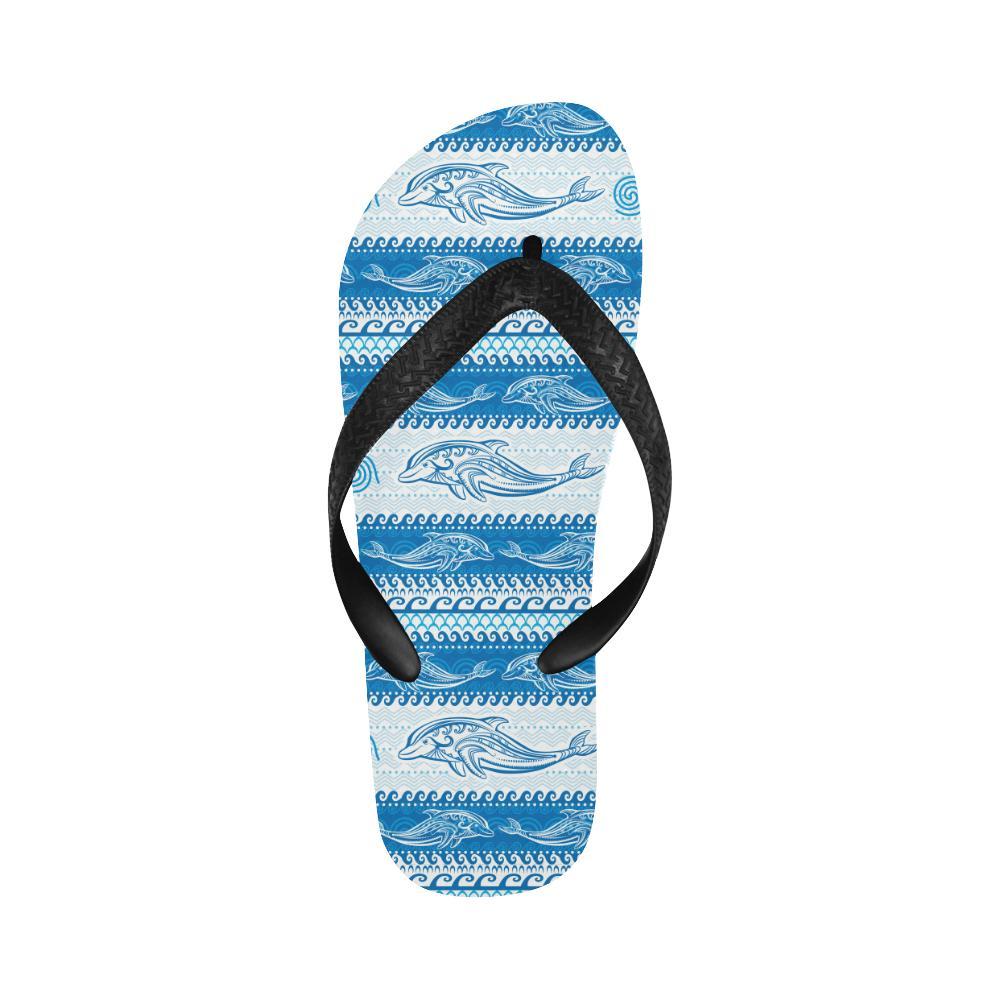 Dolphin Tribal Print Pattern Flip Flops-JTAMIGO.COM
