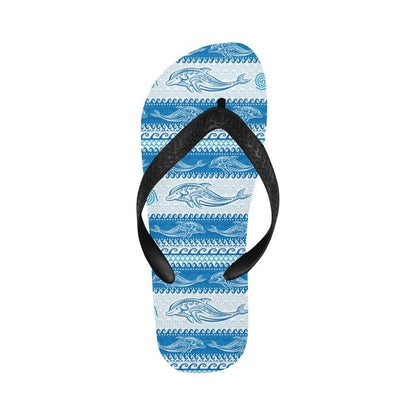 Dolphin Tribal Print Pattern Flip Flops-JTAMIGO.COM