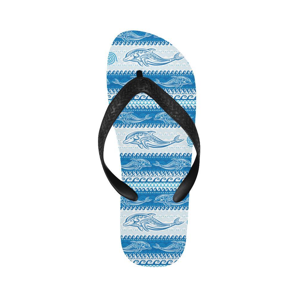 Dolphin Tribal Print Pattern Flip Flops-JTAMIGO.COM