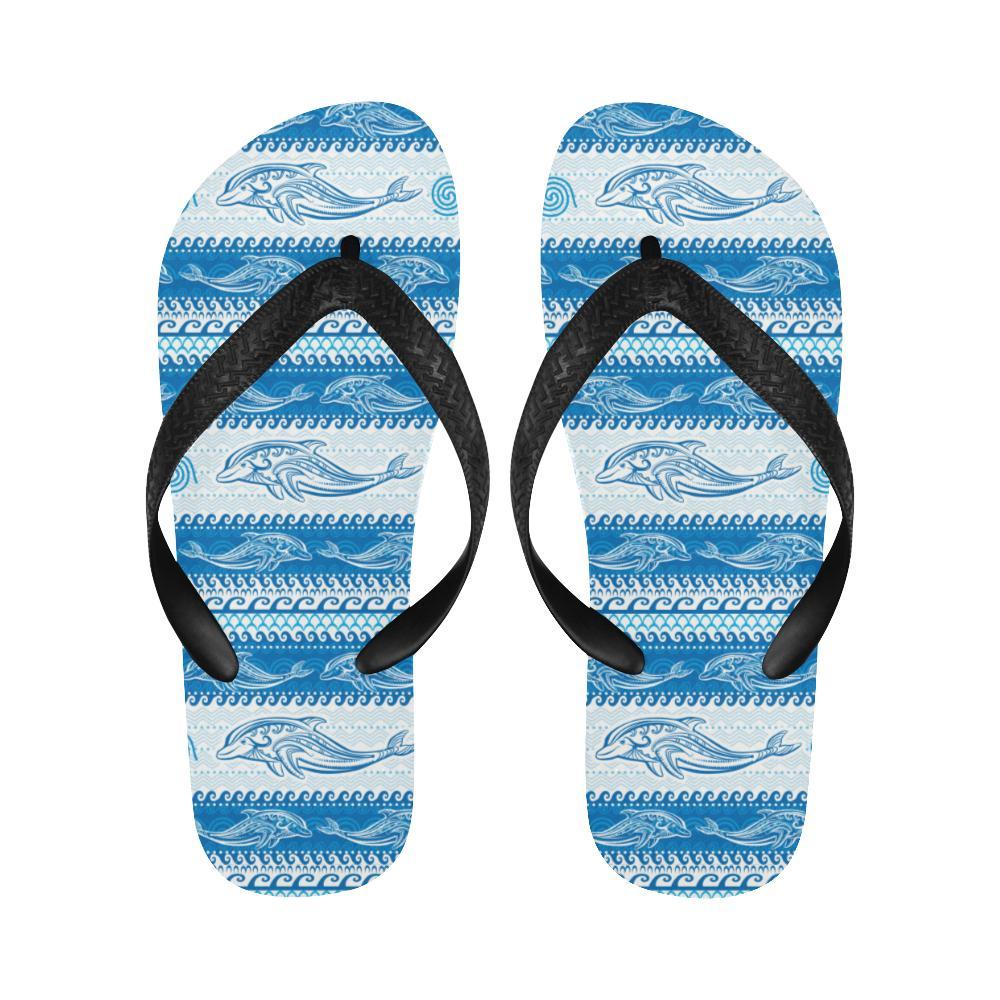 Dolphin Tribal Print Pattern Flip Flops-JTAMIGO.COM