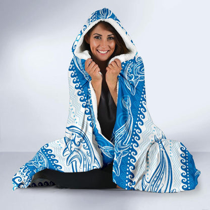 Dolphin Tribal Print Pattern Hooded Blanket-JTAMIGO.COM