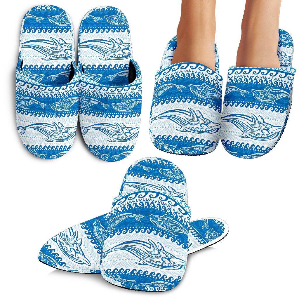 Dolphin Tribal Print Pattern House Slippers