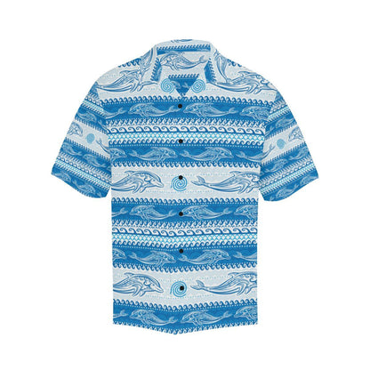 Dolphin Tribal Print Pattern Men Aloha Hawaiian Shirt
