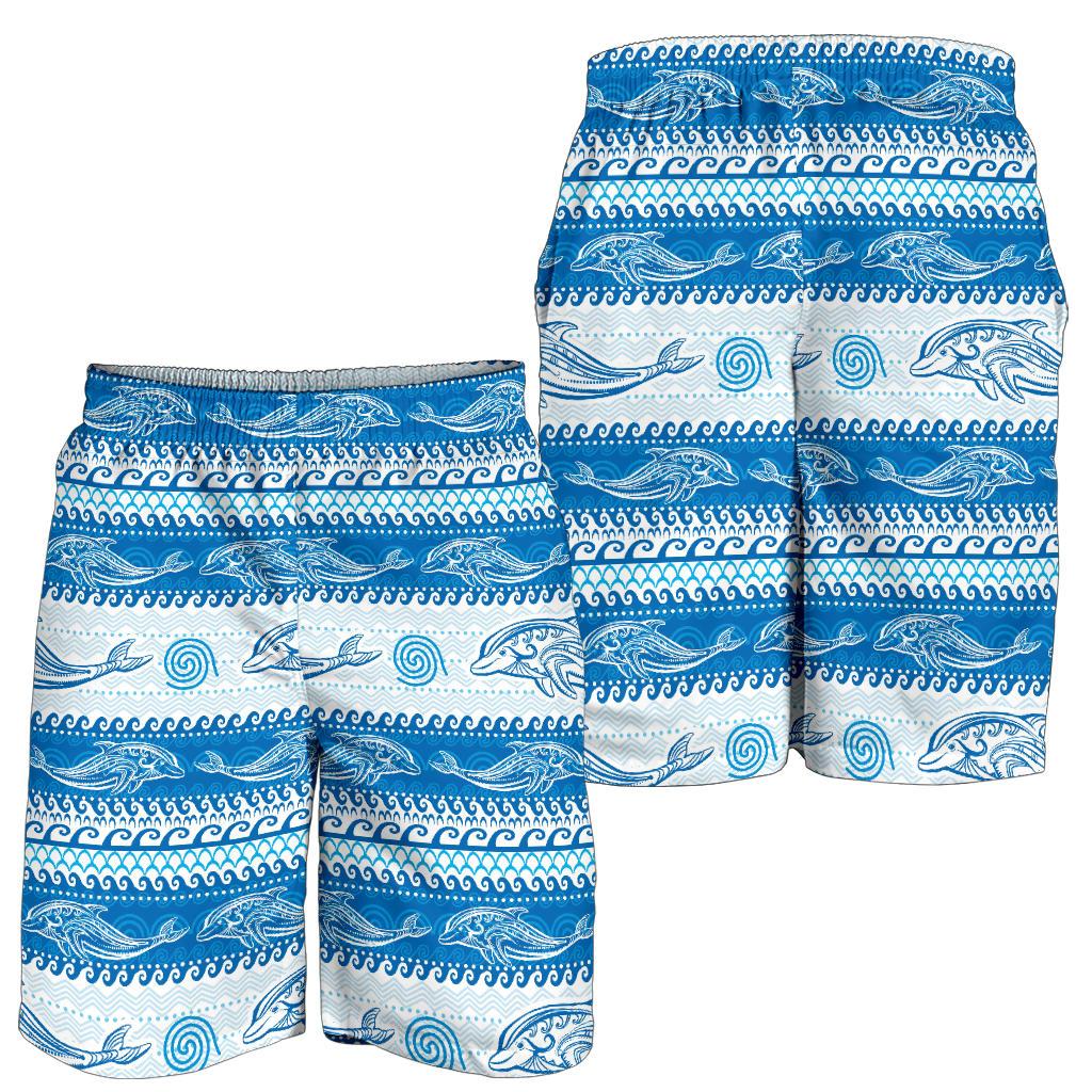 Dolphin Tribal Print Pattern Mens Shorts-JTAMIGO.COM