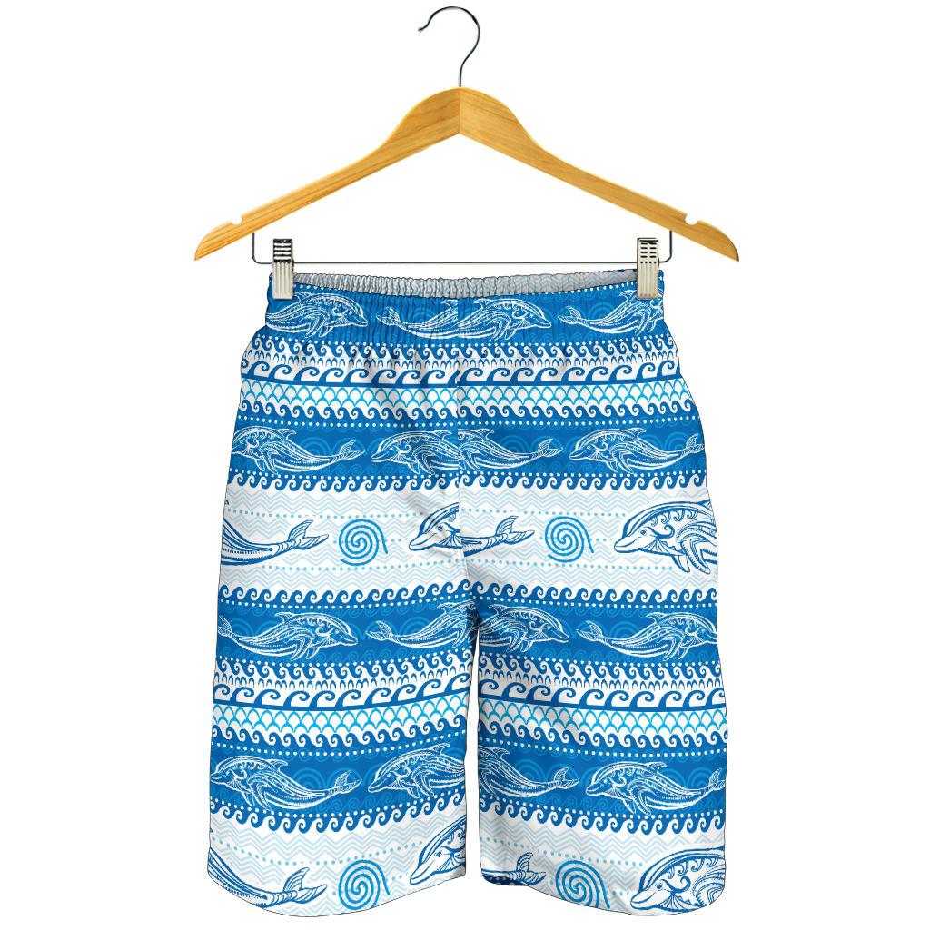 Dolphin Tribal Print Pattern Mens Shorts-JTAMIGO.COM