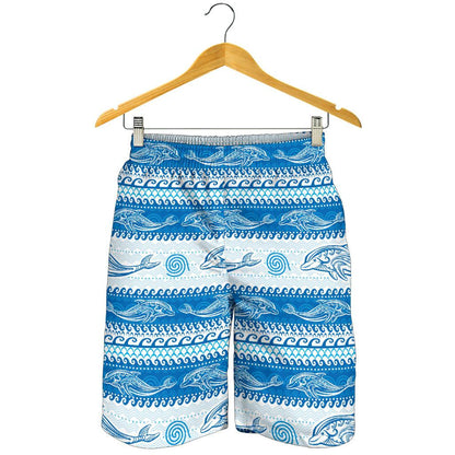 Dolphin Tribal Print Pattern Mens Shorts-JTAMIGO.COM