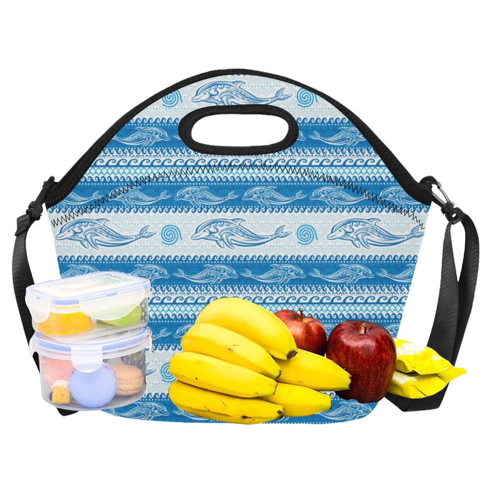 Dolphin Tribal Print Pattern Neoprene Lunch Bag (Model 1669)(Large)-JTAMIGO.COM
