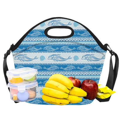 Dolphin Tribal Print Pattern Neoprene Lunch Bag (Model 1669)(Large)-JTAMIGO.COM