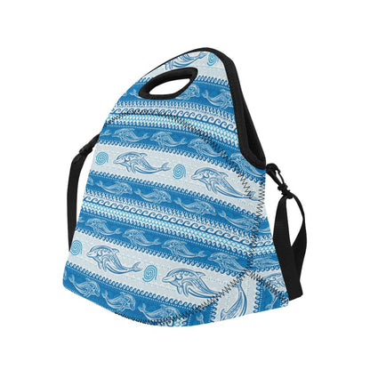 Dolphin Tribal Print Pattern Neoprene Lunch Bag (Model 1669)(Large)-JTAMIGO.COM