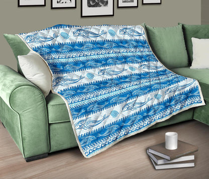 Dolphin Tribal Print Pattern Premium Quilt-JTAMIGO.COM