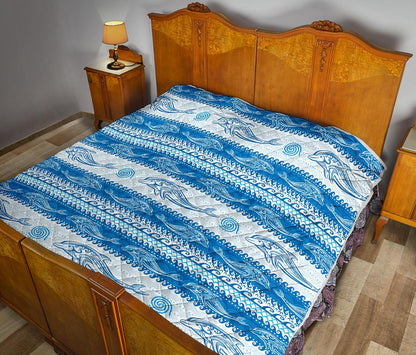 Dolphin Tribal Print Pattern Premium Quilt-JTAMIGO.COM