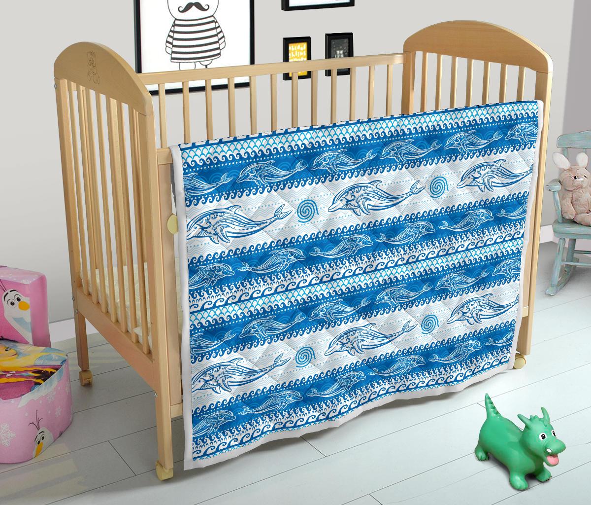 Dolphin Tribal Print Pattern Premium Quilt-JTAMIGO.COM