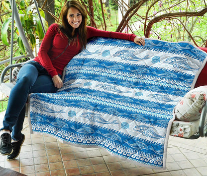 Dolphin Tribal Print Pattern Premium Quilt-JTAMIGO.COM