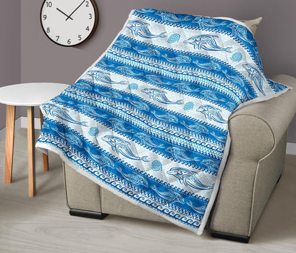 Dolphin Tribal Print Pattern Premium Quilt-JTAMIGO.COM