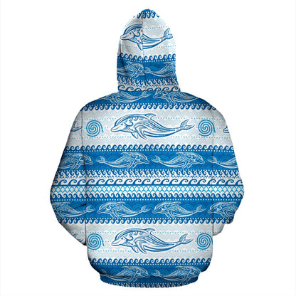Dolphin Tribal Print Pattern Pullover Hoodie