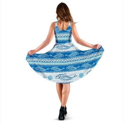 Dolphin Tribal Print Pattern Sleeveless Dress