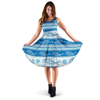 Dolphin Tribal Print Pattern Sleeveless Dress