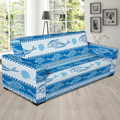 Dolphin Tribal Print Pattern Sofa Slipcover-JTAMIGO.COM