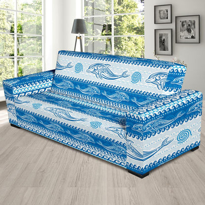 Dolphin Tribal Print Pattern Sofa Slipcover-JTAMIGO.COM