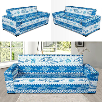 Dolphin Tribal Print Pattern Sofa Slipcover-JTAMIGO.COM