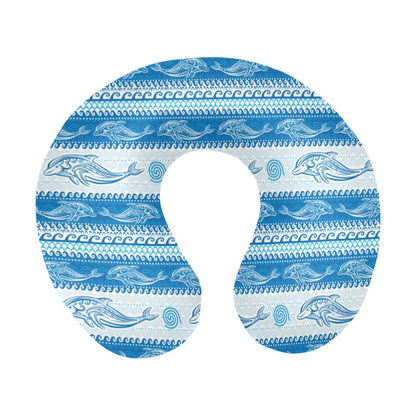 Dolphin Tribal Print Pattern U-Shaped Travel Neck Pillow-JTAMIGO.COM
