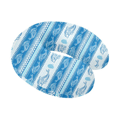Dolphin Tribal Print Pattern U-Shaped Travel Neck Pillow-JTAMIGO.COM
