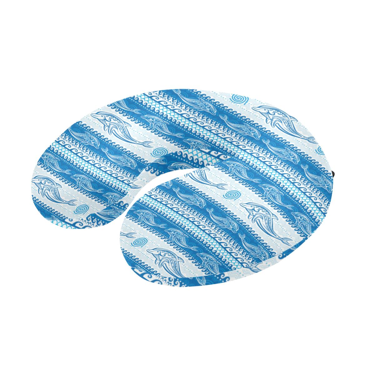 Dolphin Tribal Print Pattern U-Shaped Travel Neck Pillow-JTAMIGO.COM