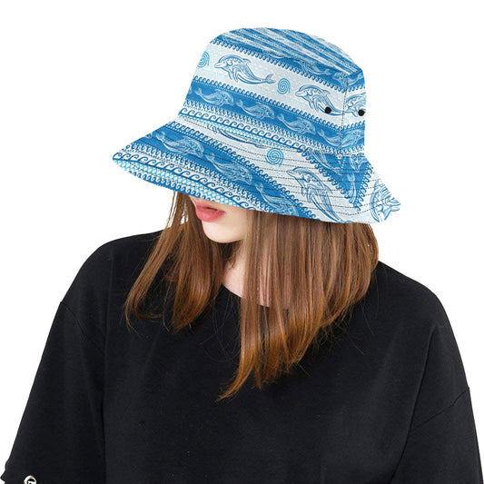 Dolphin Tribal Print Pattern Unisex Bucket Hat