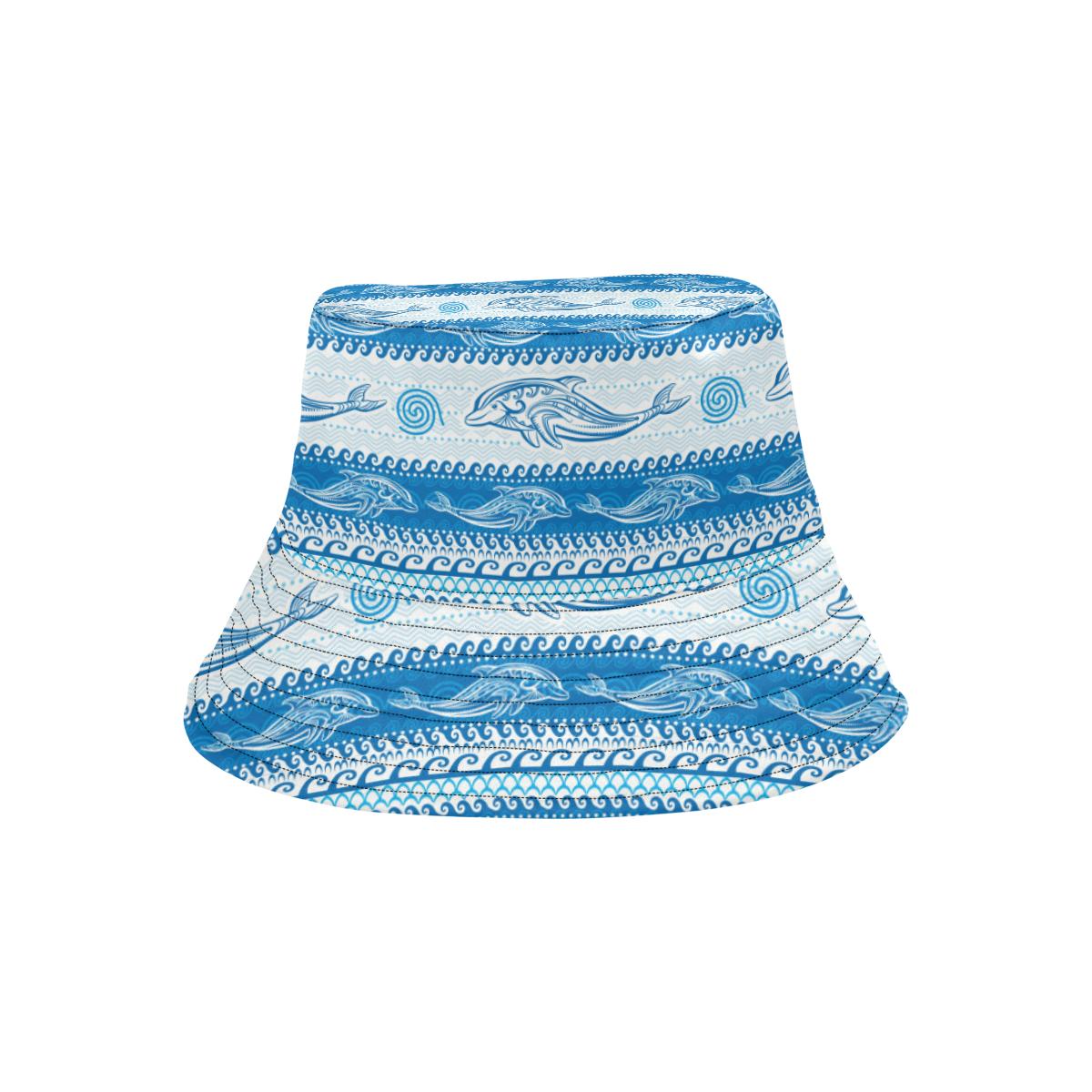 Dolphin Tribal Print Pattern Unisex Bucket Hat