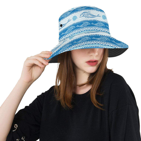 Dolphin Tribal Print Pattern Unisex Bucket Hat