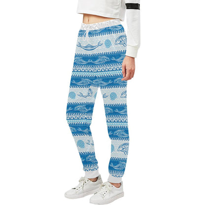 Dolphin Tribal Print Pattern Unisex Casual Sweatpants (Model L11)-JTAMIGO.COM