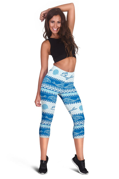 Dolphin Tribal Print Pattern Women Capris