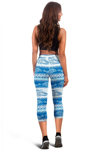 Dolphin Tribal Print Pattern Women Capris