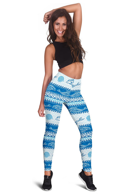Dolphin Tribal Print Pattern Women Leggings
