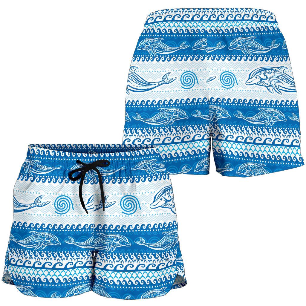 Dolphin Tribal Print Pattern Women Shorts-JTAMIGO.COM