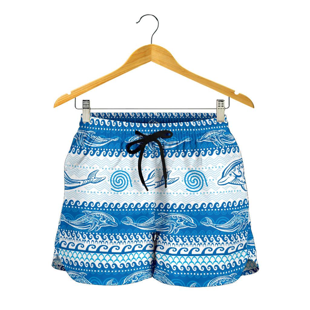 Dolphin Tribal Print Pattern Women Shorts-JTAMIGO.COM