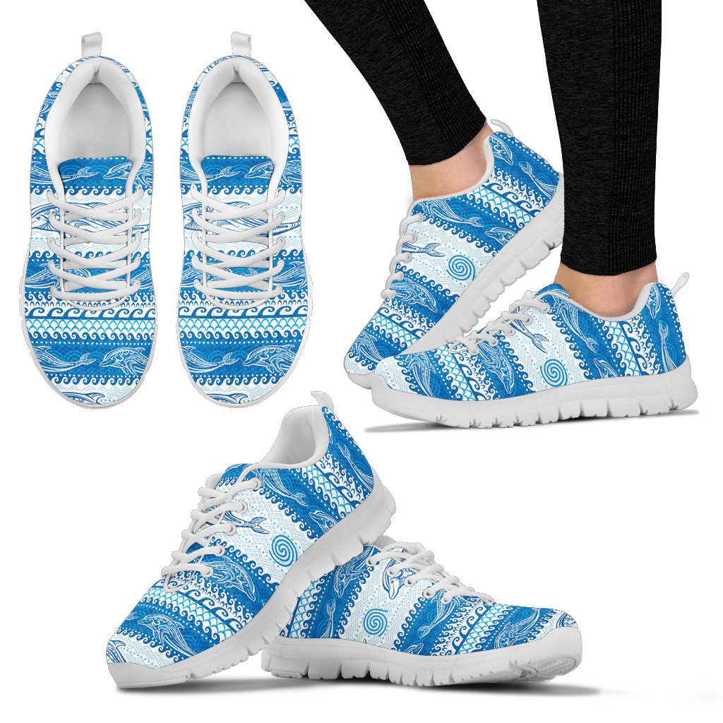 Dolphin Tribal Print Pattern Women Sneakers Shoes