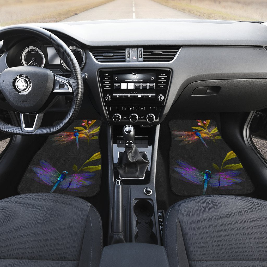 Dragonfly Colorful Realistic Print Car Floor Mats
