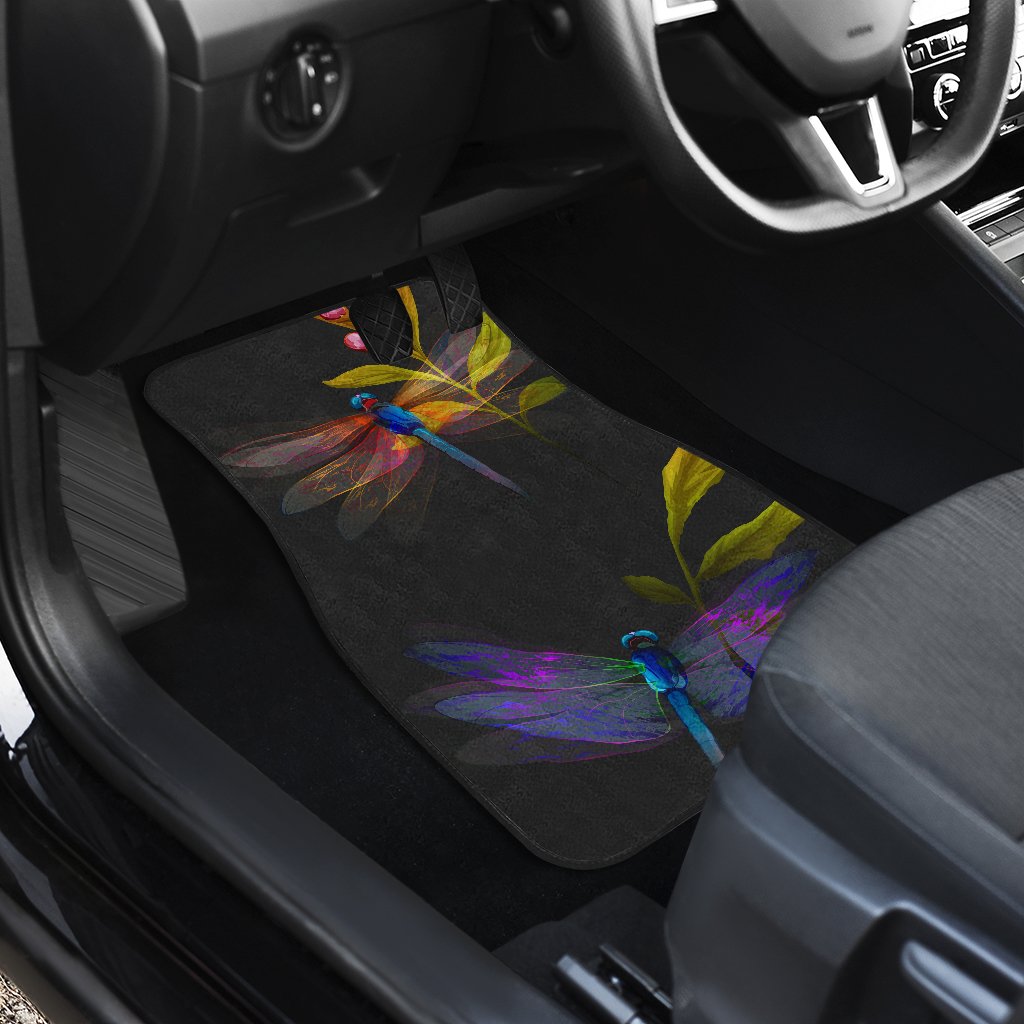 Dragonfly Colorful Realistic Print Car Floor Mats