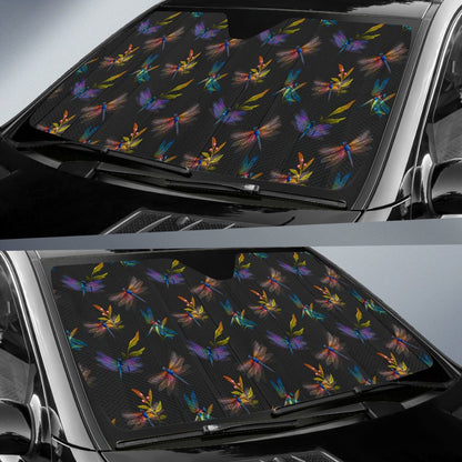 Dragonfly Colorful Realistic Print Car Sun Shade For Windshield