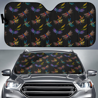 Dragonfly Colorful Realistic Print Car Sun Shade For Windshield
