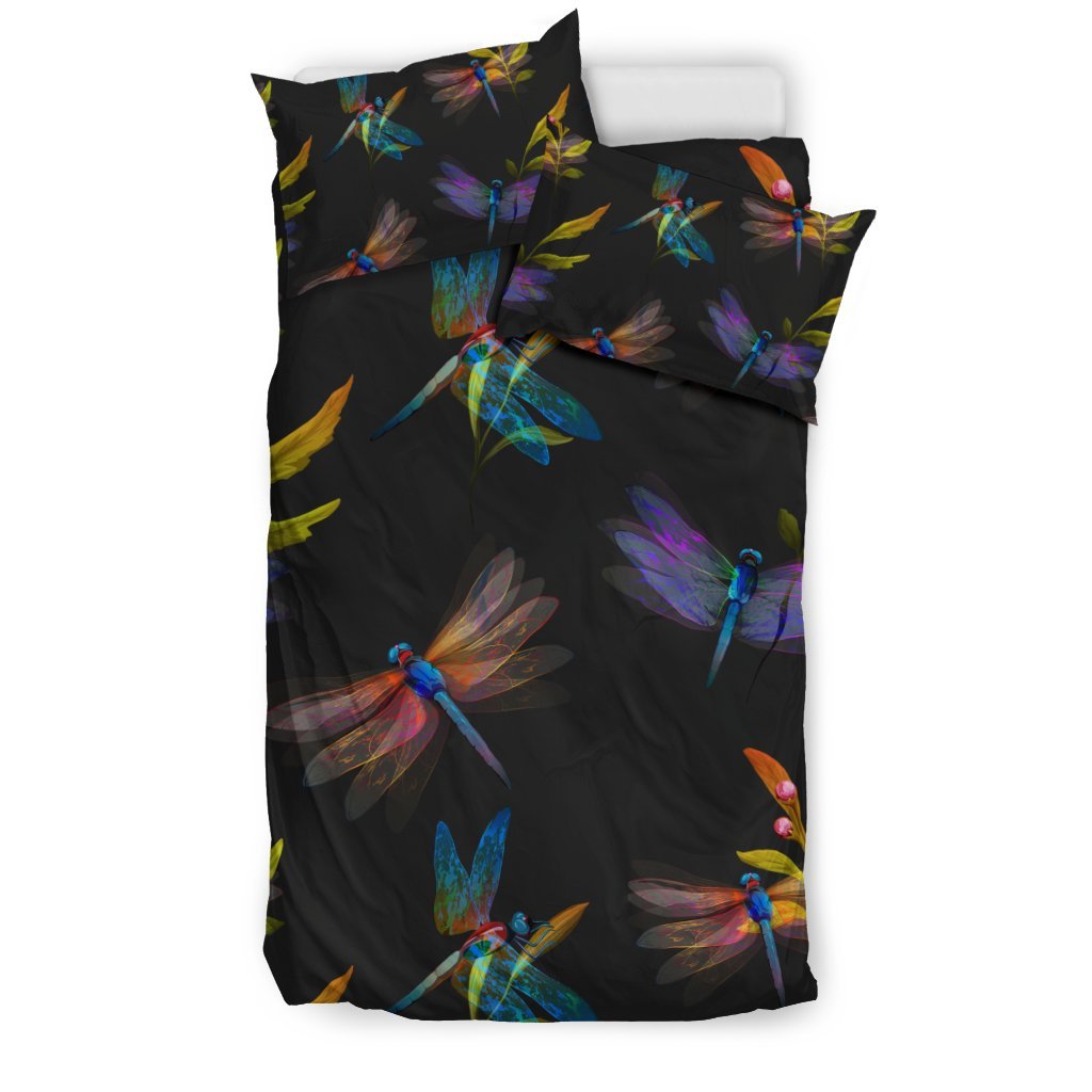Dragonfly Colorful Realistic Print Duvet Cover Bedding Set